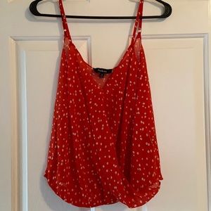 Aakaa red sheer tank top with white flowers